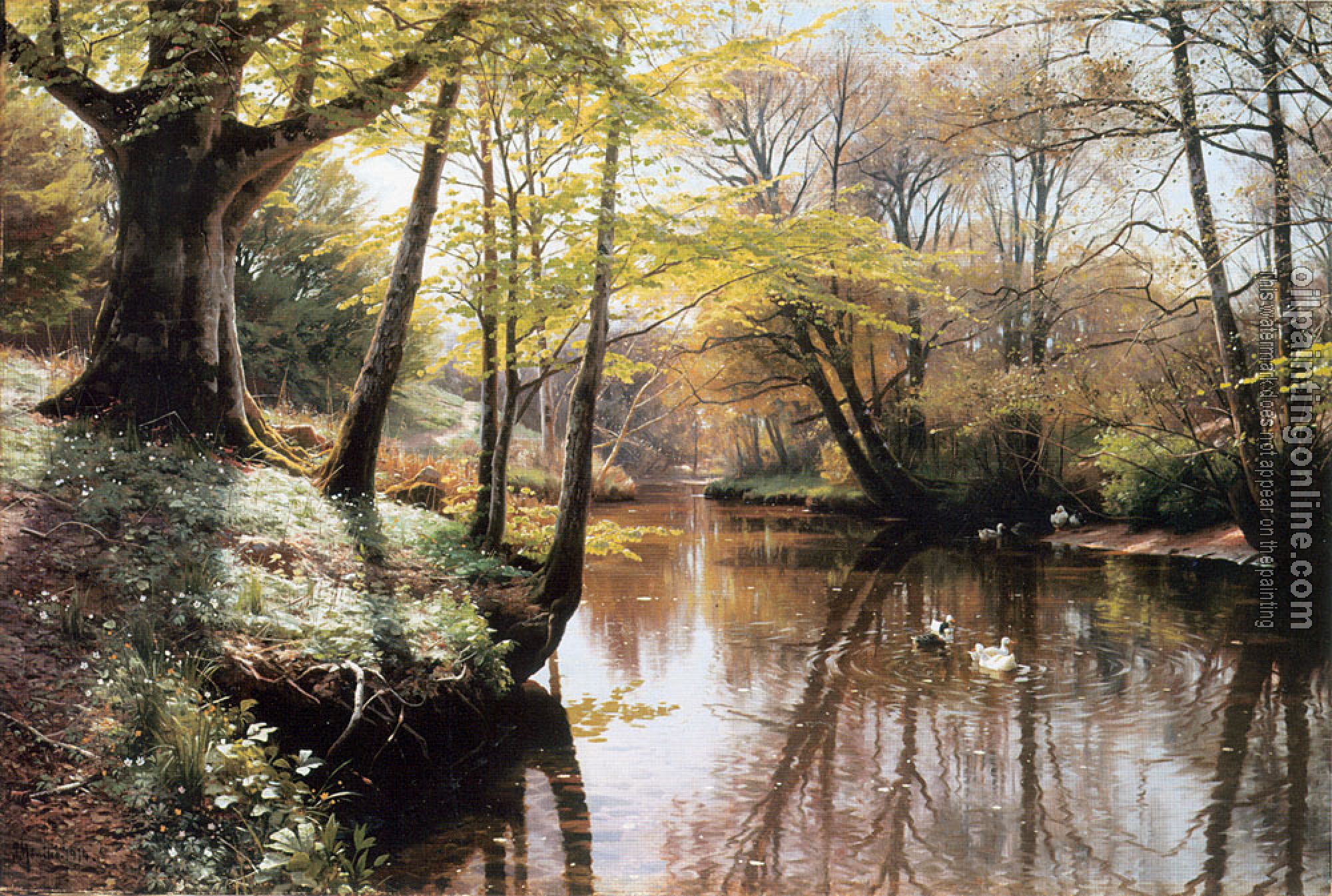Monsted, Peder Mork - A River Landscape in Springtime